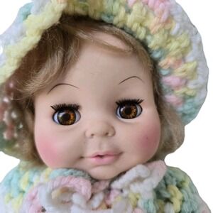 Vintage Horsman 15" Blonde Brown Eyes Soft Rubber Baby Doll Eyes Open &Shut 1971